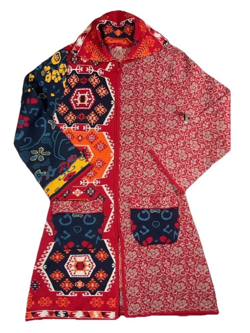 Paparazzi by biz Bohemian Aztec Full Zipper Wool Blend Quilted Patchwork Womens